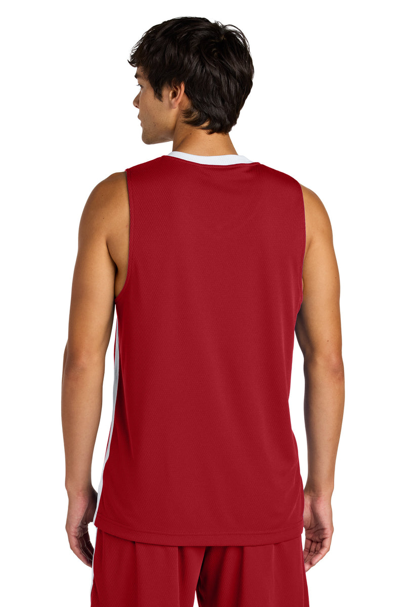 Sport-Tek Rival Basketball Rev Jersey - Deep Red/ White