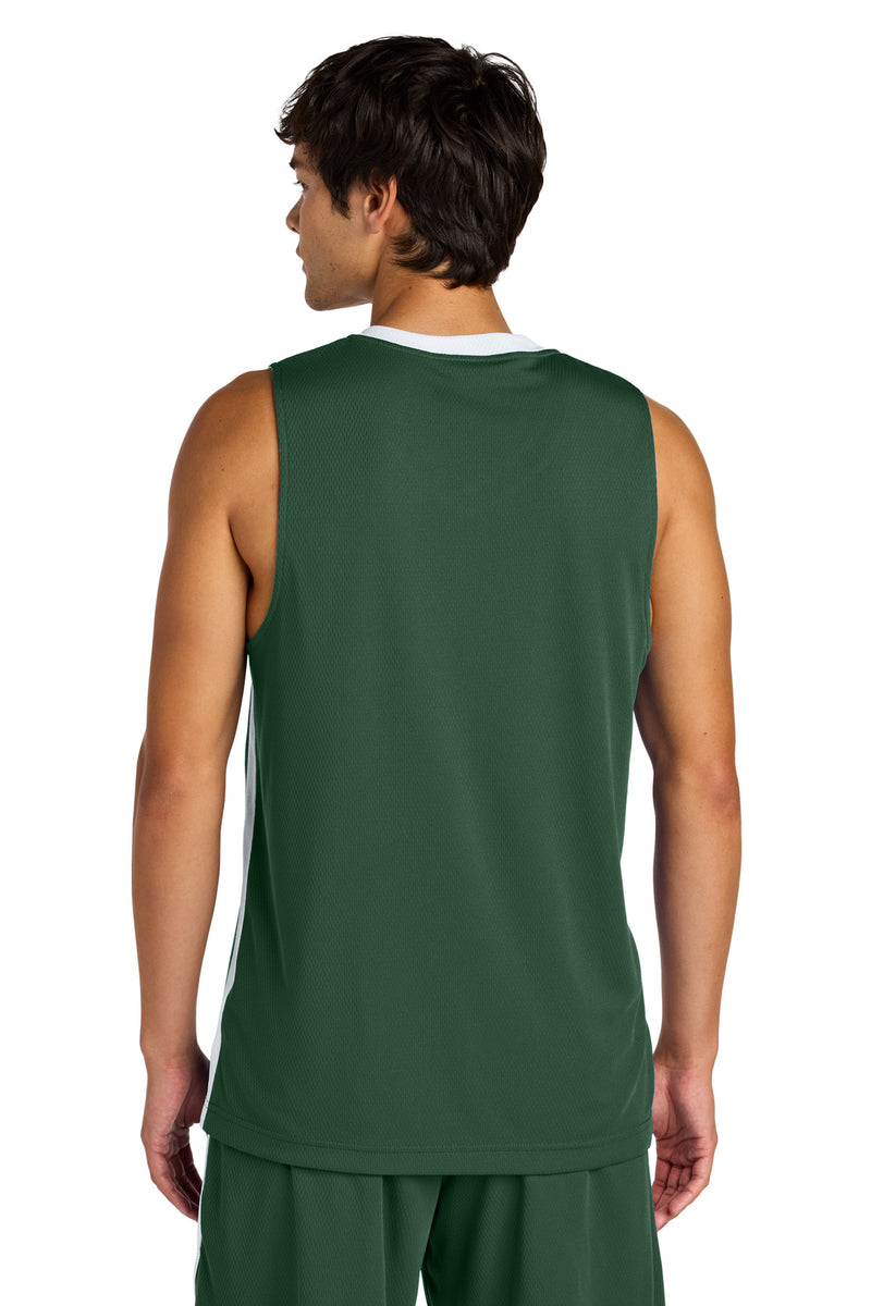 Sport-Tek Rival Basketball Rev Jersey - Forest Green/ White
