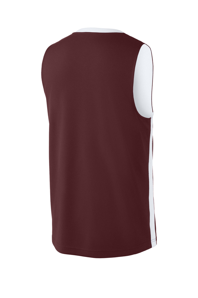 Sport-Tek Rival Basketball Rev Jersey - Maroon/ White
