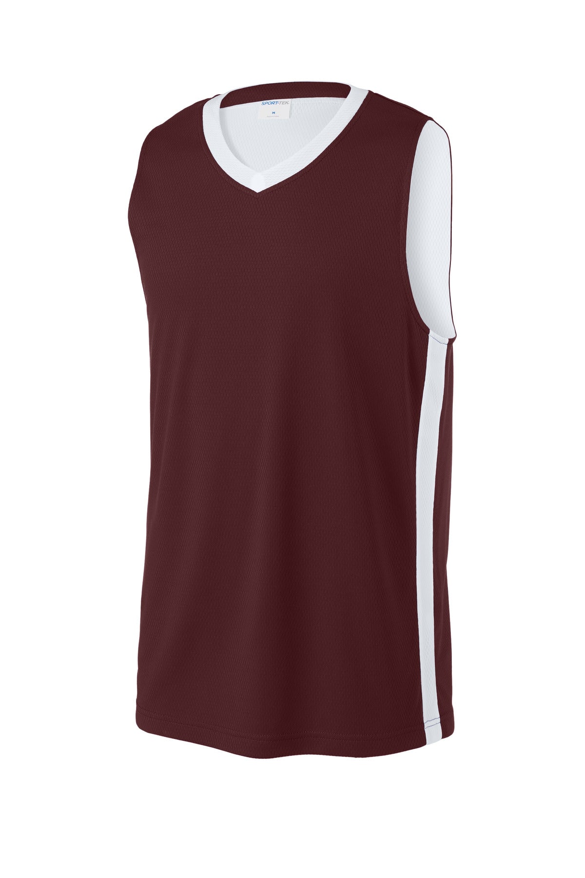 Sport-Tek Rival Basketball Rev Jersey - Maroon/ White