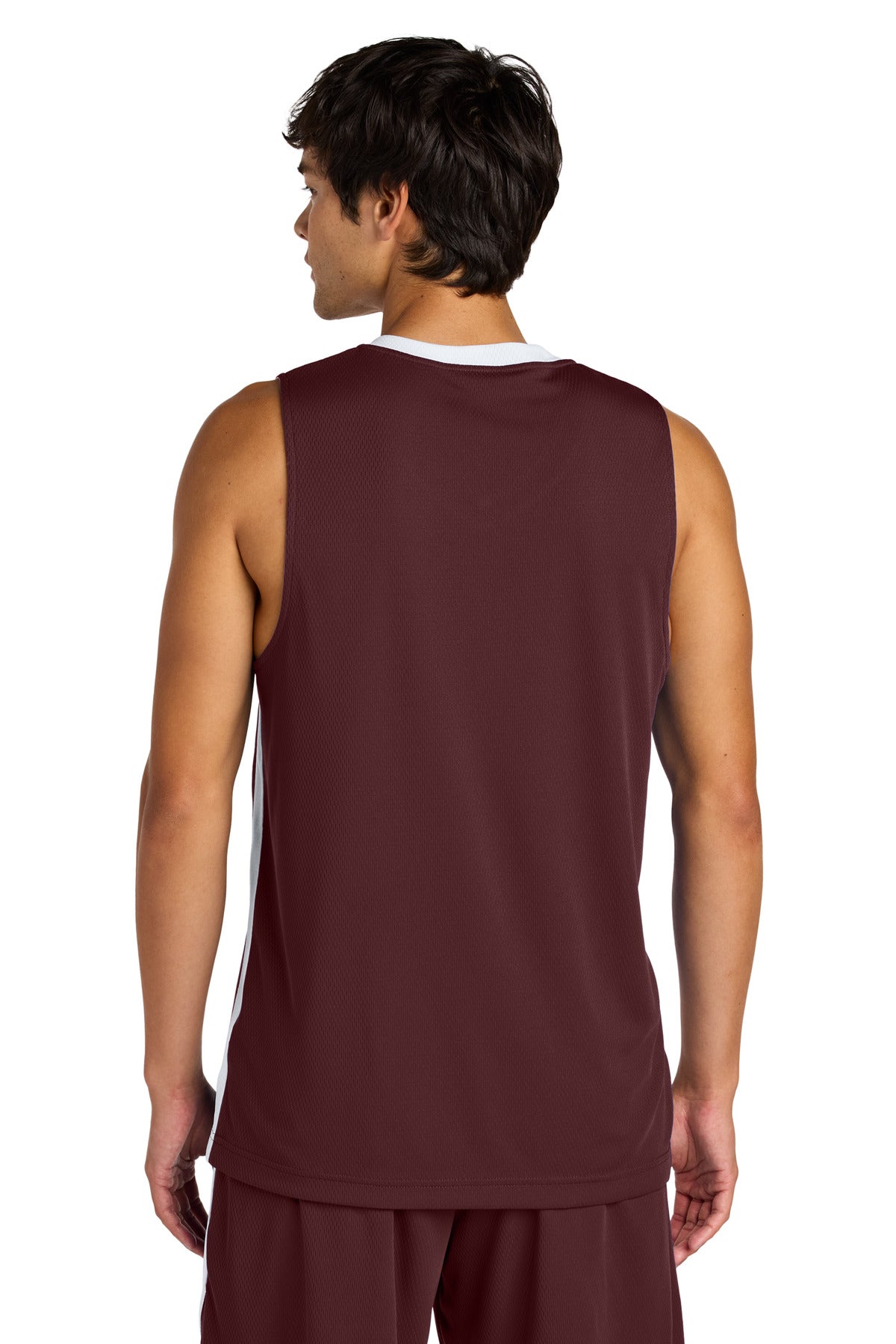 Sport-Tek Rival Basketball Rev Jersey - Maroon/ White