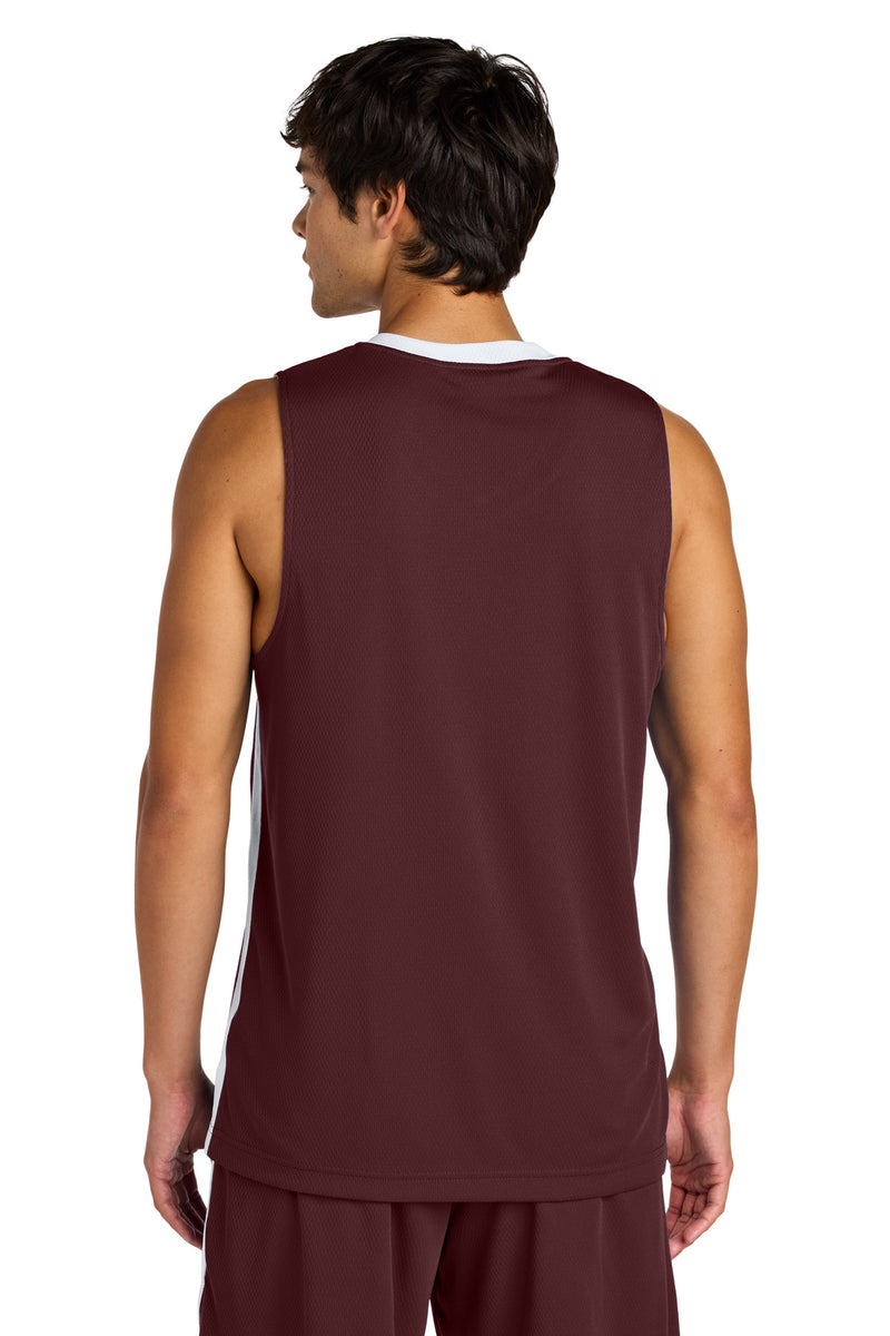 Sport-Tek Rival Basketball Rev Jersey - Maroon/ White