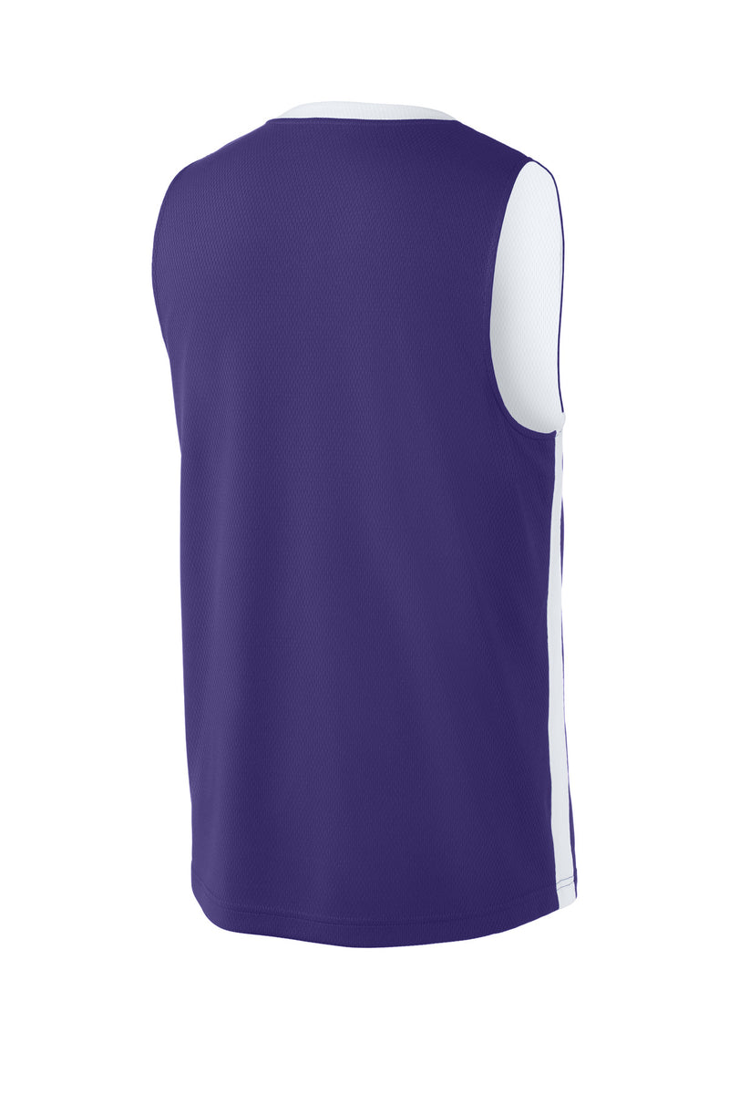 Sport-Tek Rival Basketball Rev Jersey - Purple/ White