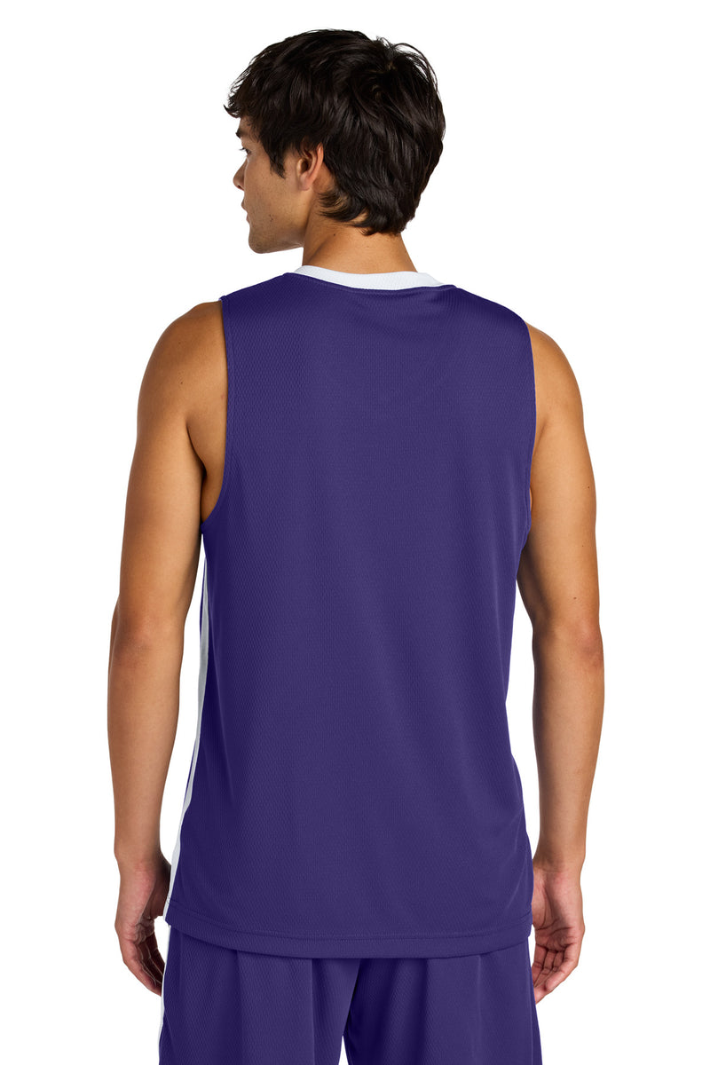 Sport-Tek Rival Basketball Rev Jersey - Purple/ White
