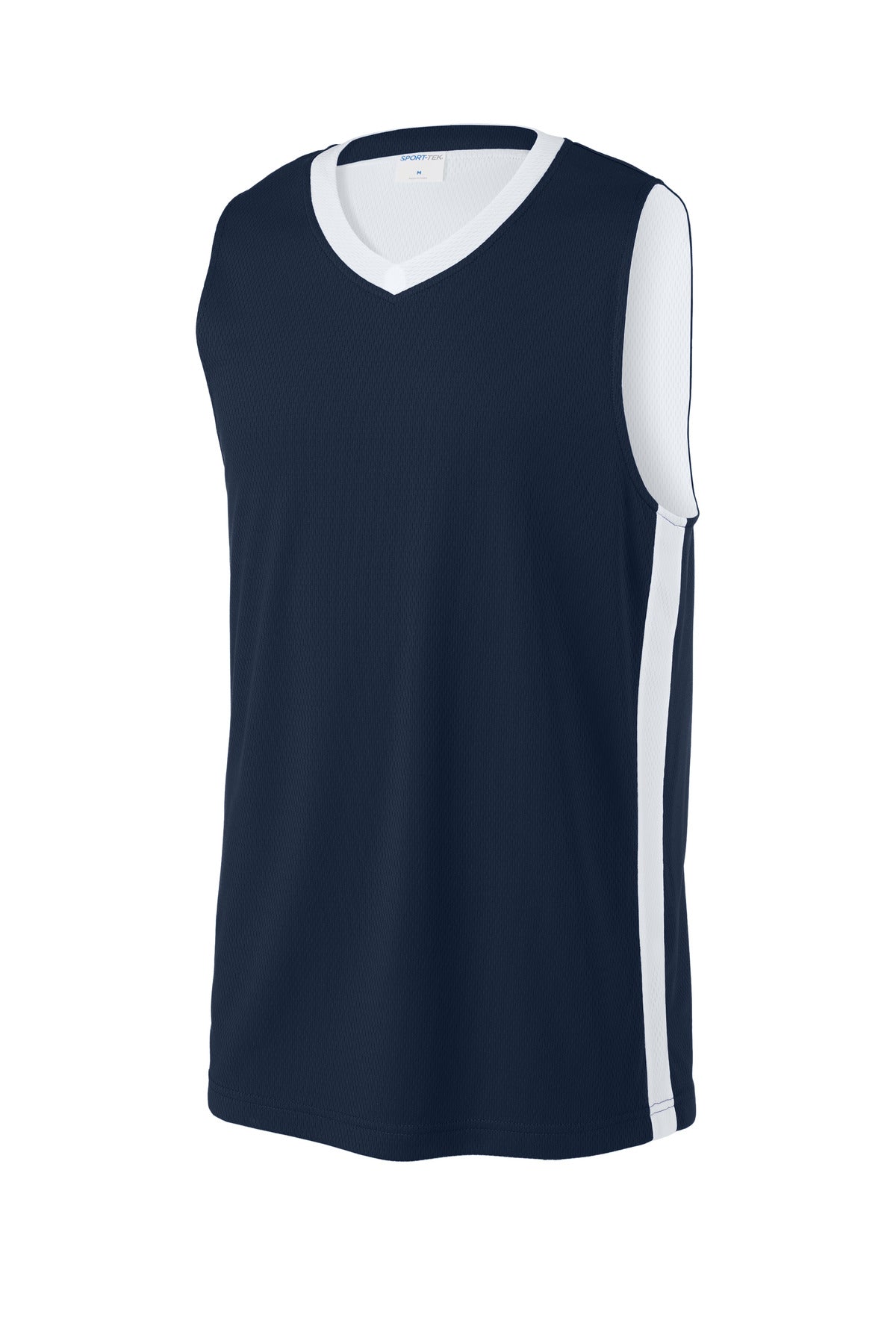 Sport-Tek Rival Basketball Rev Jersey - True Navy/ White