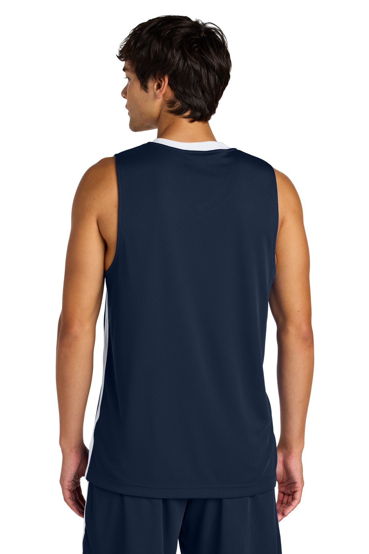 Sport-Tek Rival Basketball Rev Jersey - True Navy/ White