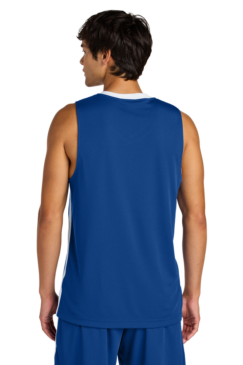 Sport-Tek Rival Basketball Rev Jersey - True Royal/ White