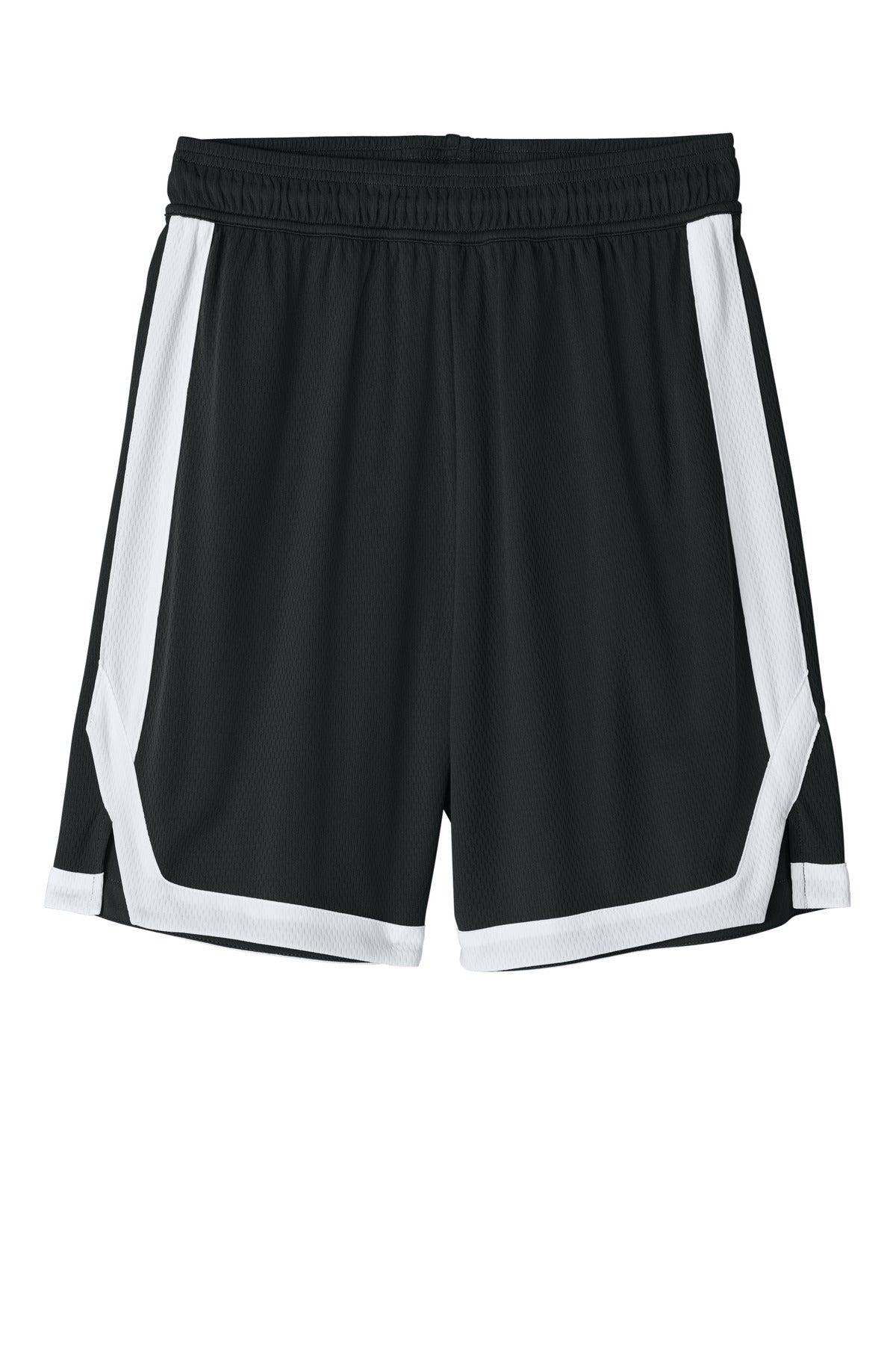 Sport-Tek Rival Basketball 7 Short - Black/ White