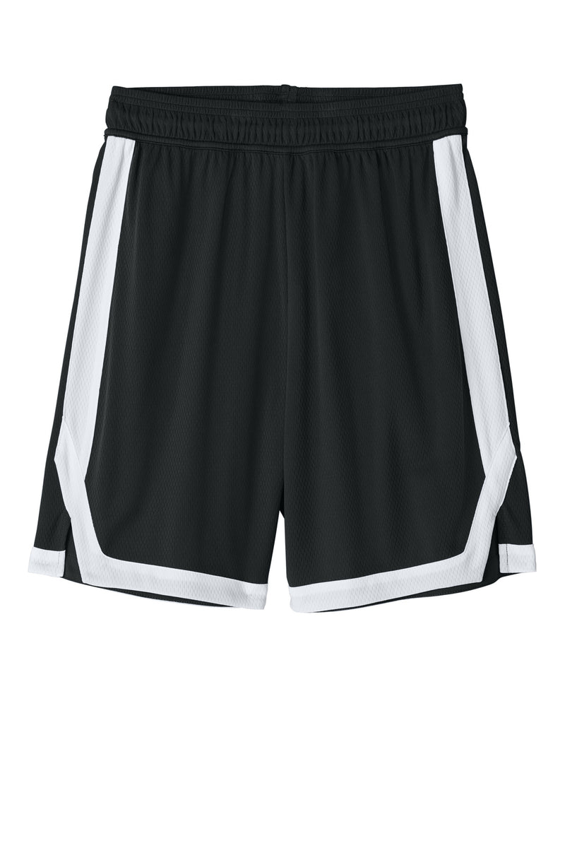 Sport-Tek Rival Basketball 7 Short - Black/ White
