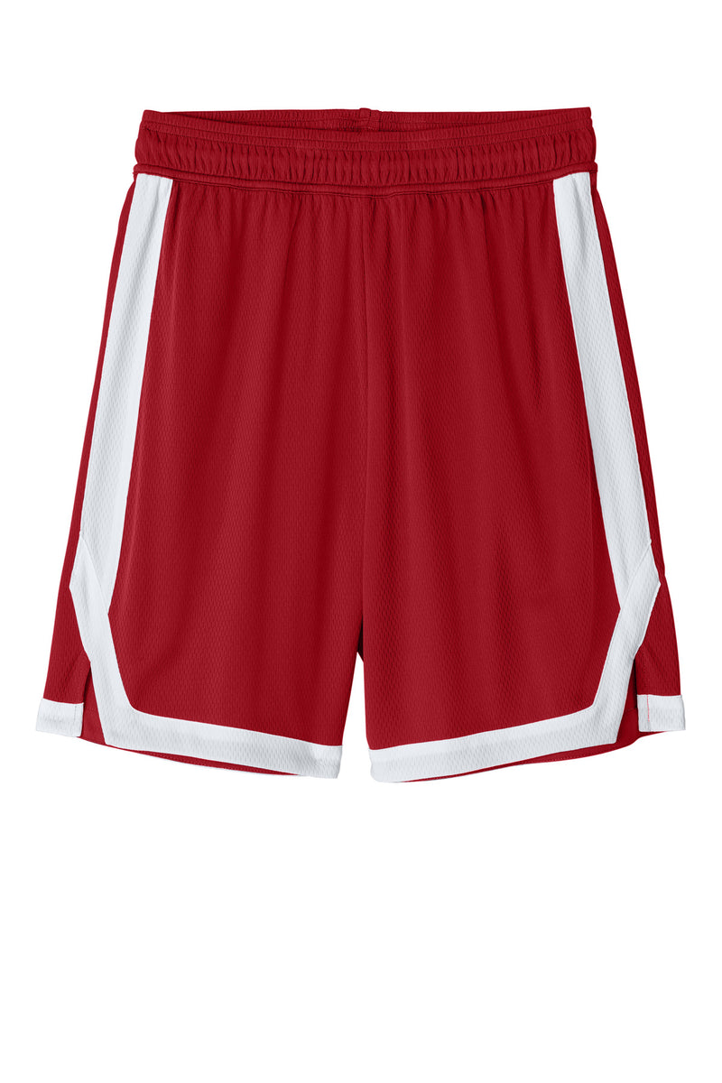 Sport-Tek Rival Basketball 7 Short - Deep Red/ White