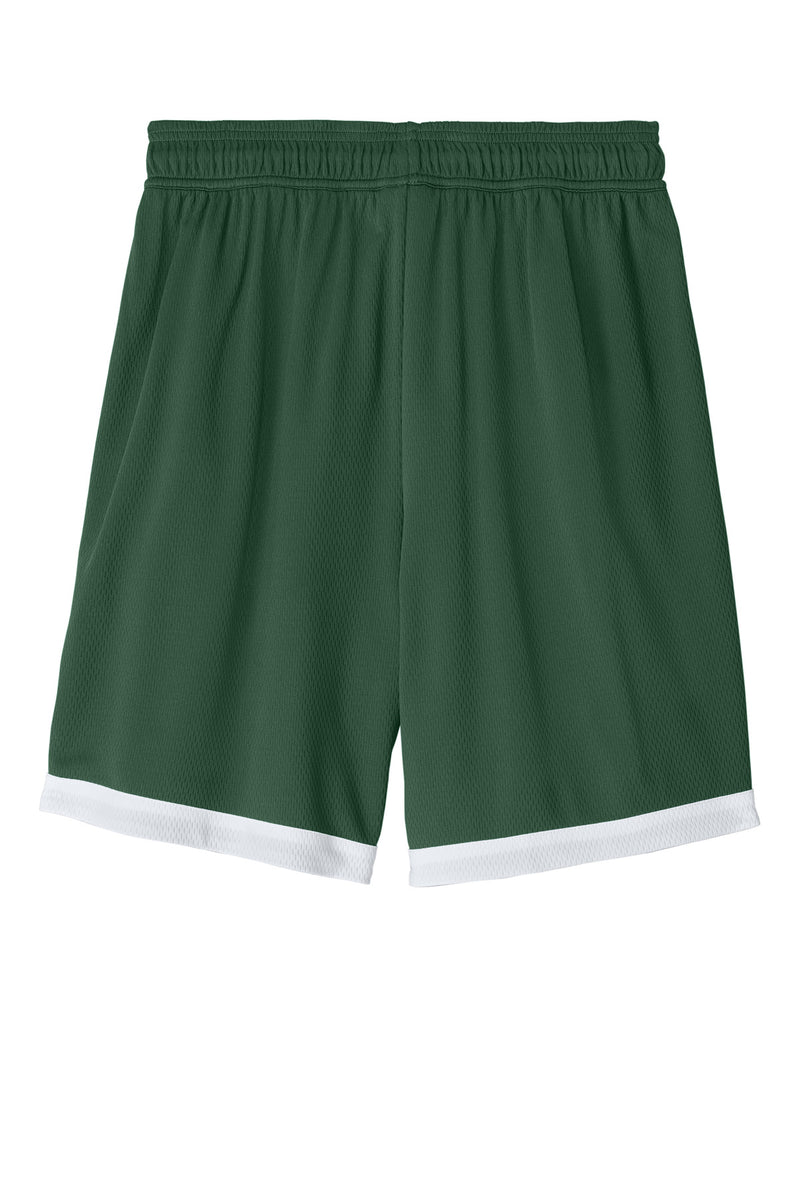 Sport-Tek Rival Basketball 7 Short - Forest Green/ White