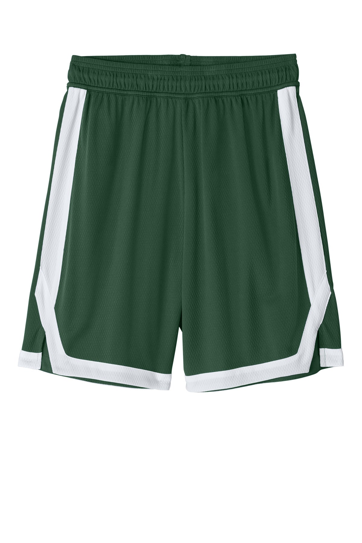 Sport-Tek Rival Basketball 7 Short - Forest Green/ White