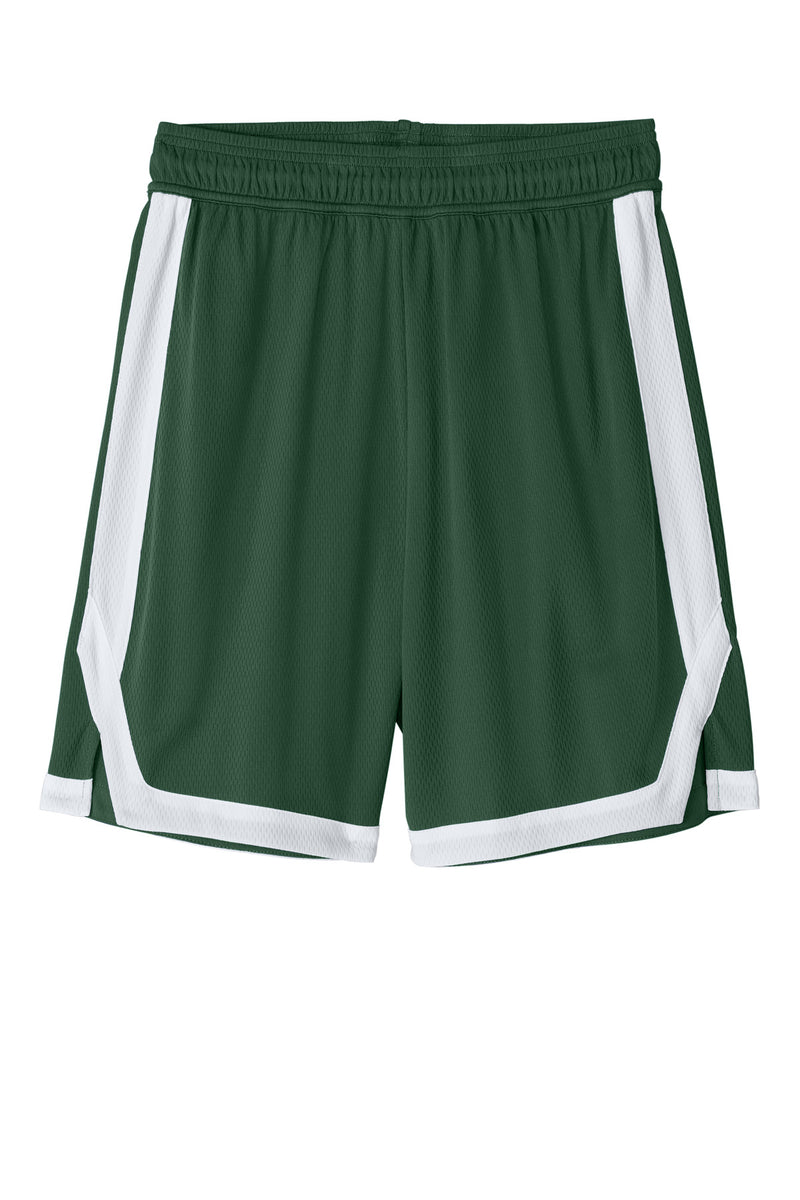 Sport-Tek Rival Basketball 7 Short - Forest Green/ White