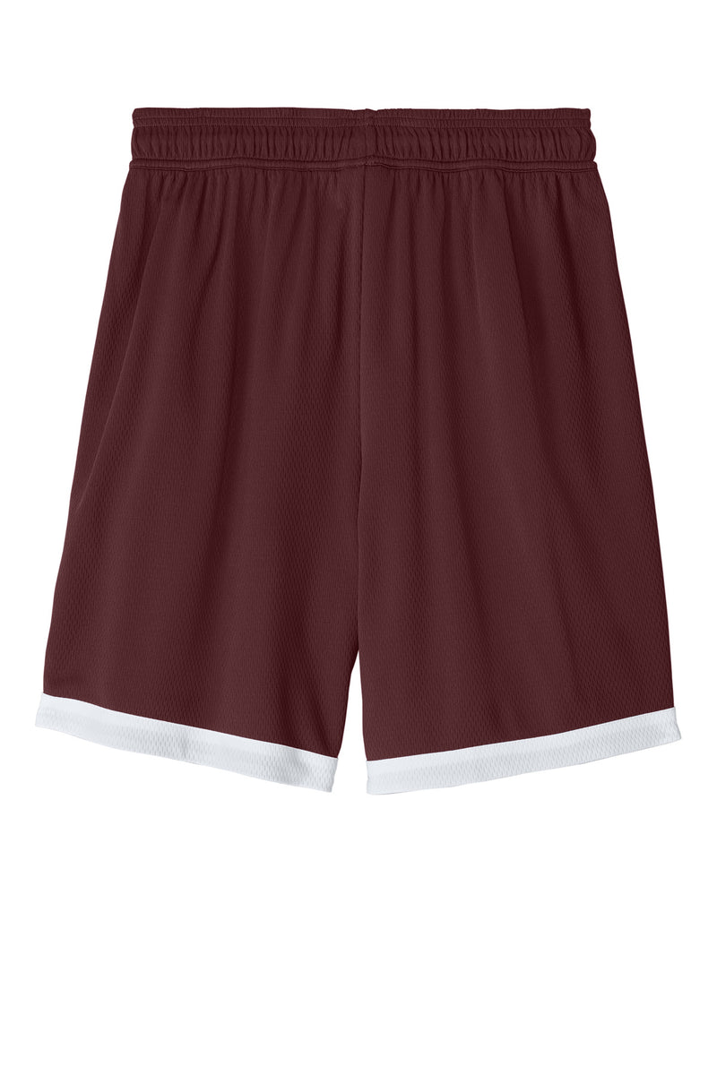 Sport-Tek Rival Basketball 7 Short - Maroon/ White