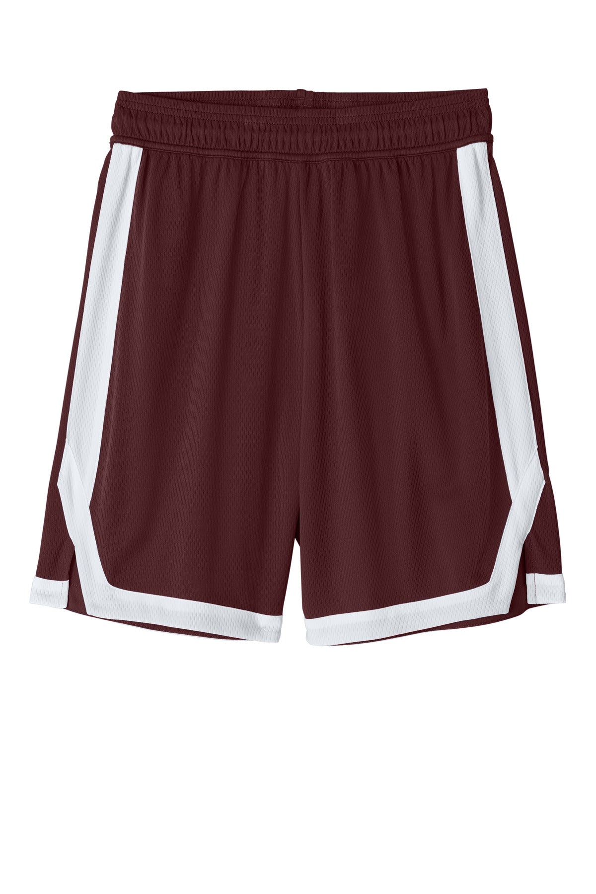 Sport-Tek Rival Basketball 7 Short - Maroon/ White