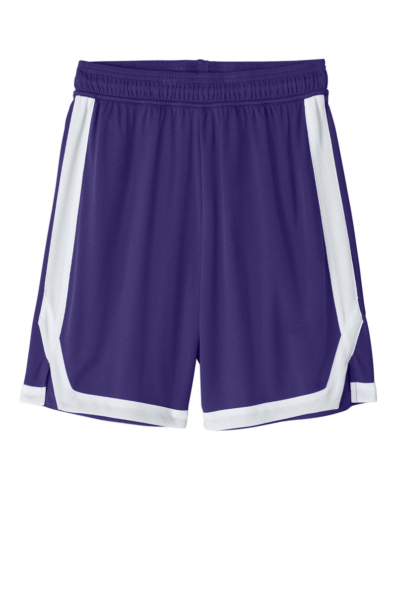 Sport-Tek Rival Basketball 7 Short - Purple/ White