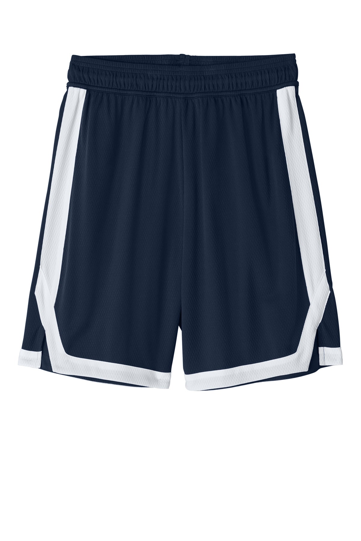 Sport-Tek Rival Basketball 7 Short - True Navy/ White
