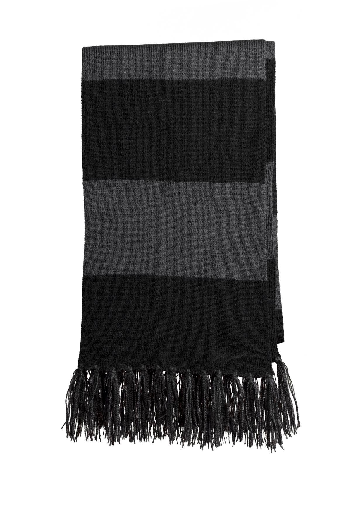 Sport-Tek Spectator Scarf - Black/ Iron Grey