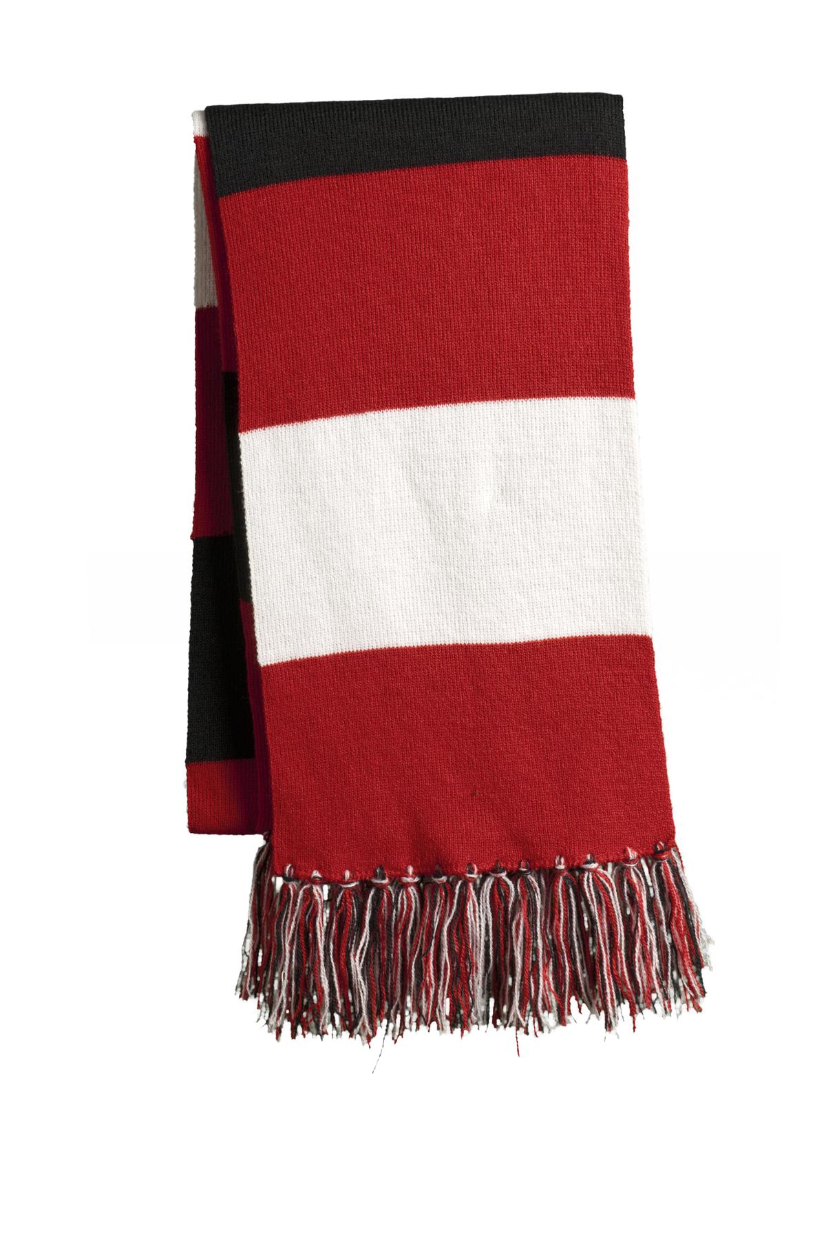 Sport-Tek Spectator Scarf - True Red/ White/ Black