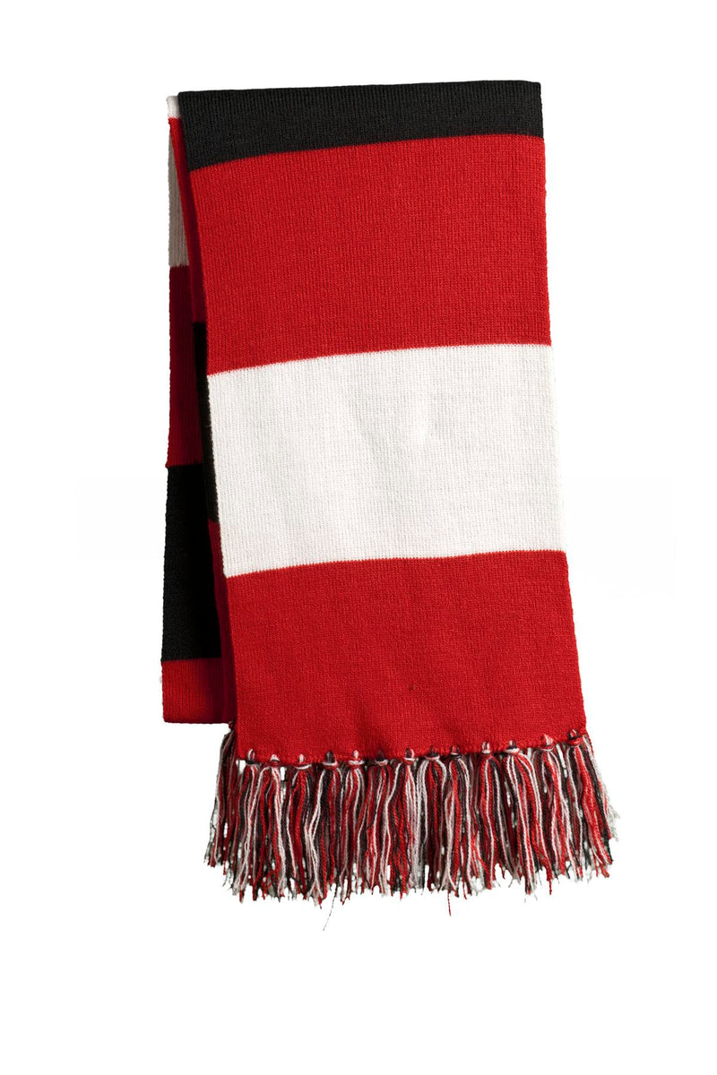 Sport-Tek Spectator Scarf - True Red/ White/ Black
