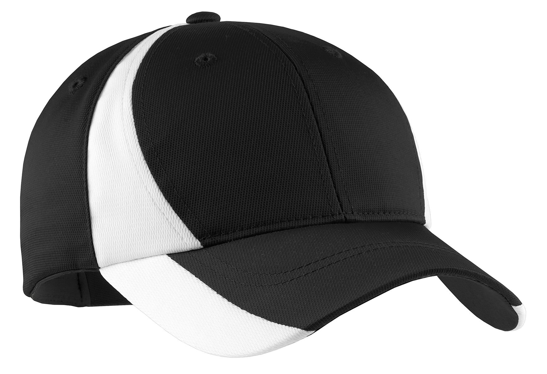 Sport-Tek Dry Zone Nylon Colorblock Cap - Black/ White
