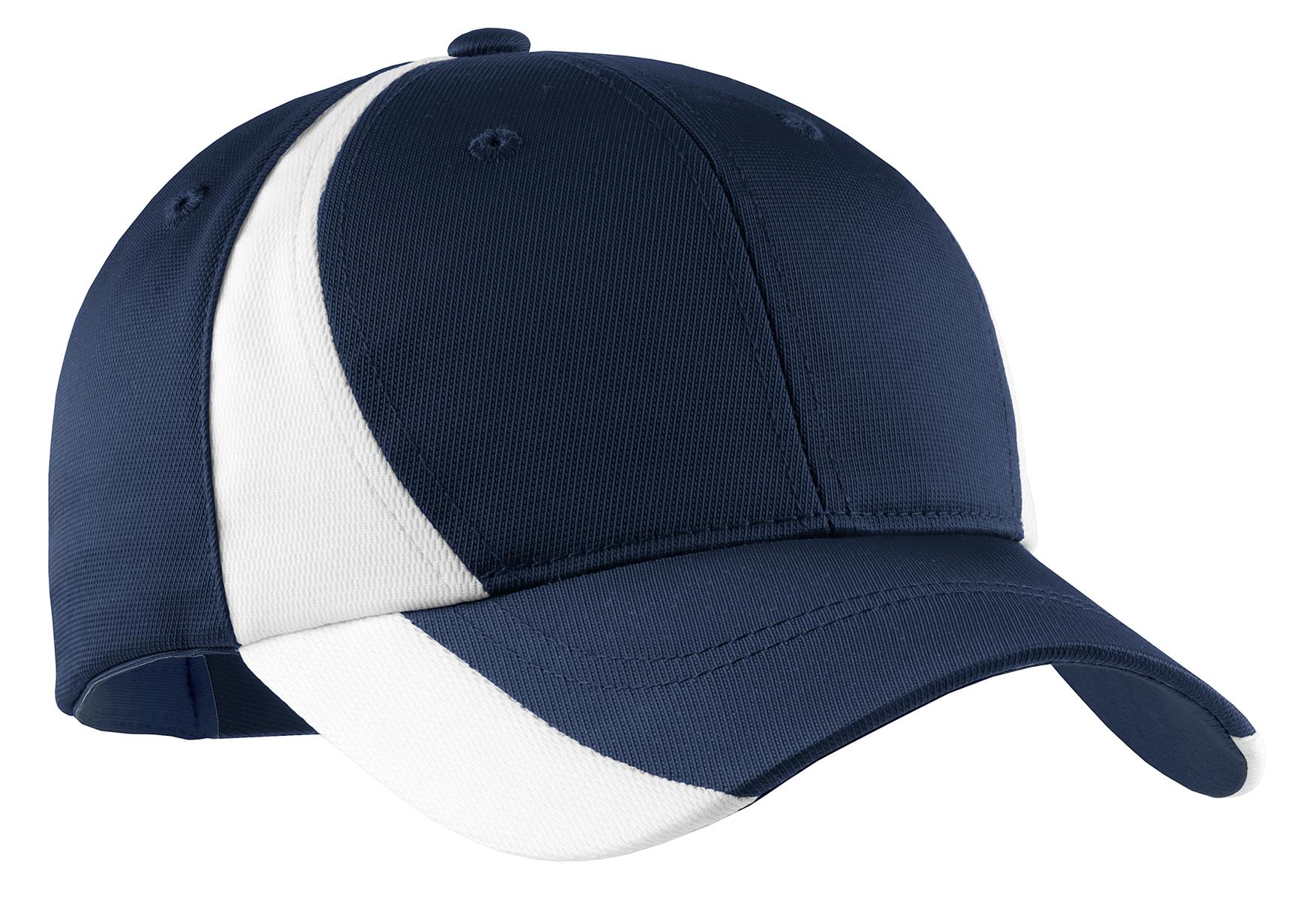 Sport-Tek Dry Zone Nylon Colorblock Cap - True Navy/ White