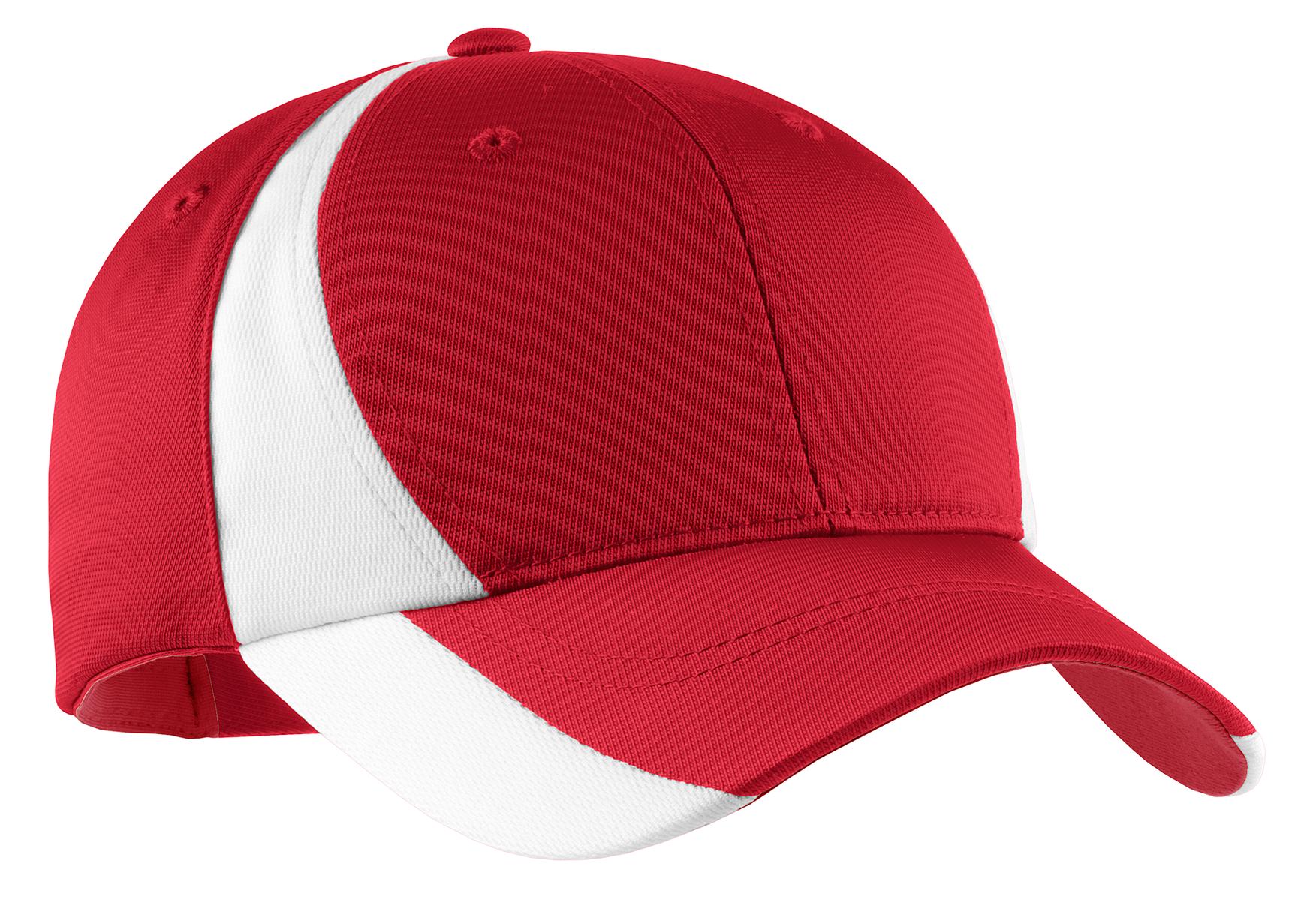 Sport-Tek Dry Zone Nylon Colorblock Cap - True Red/ White