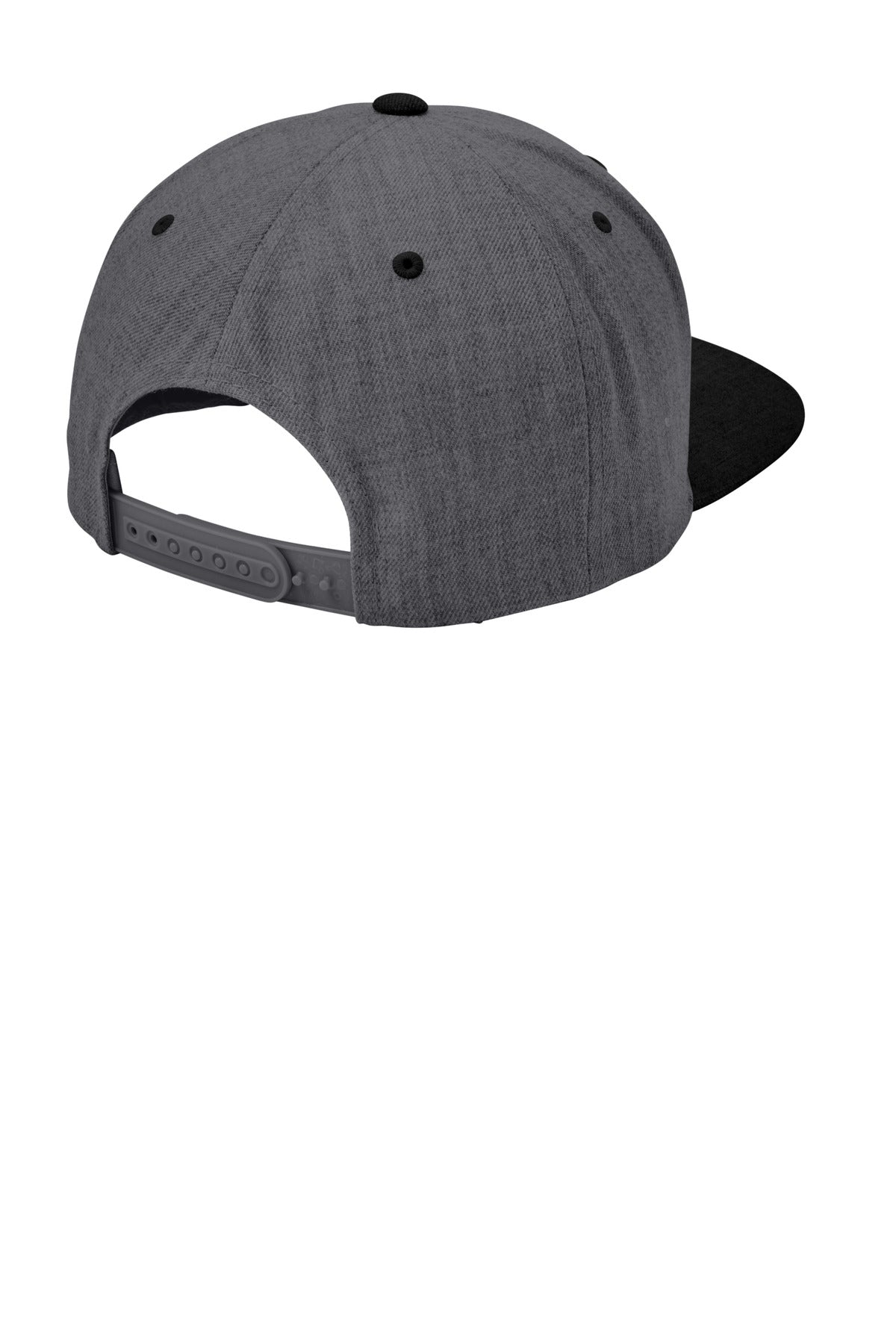 Sport-Tek YP Classics Flat Bill Snapback Cap - Dark Heather Grey/ Black