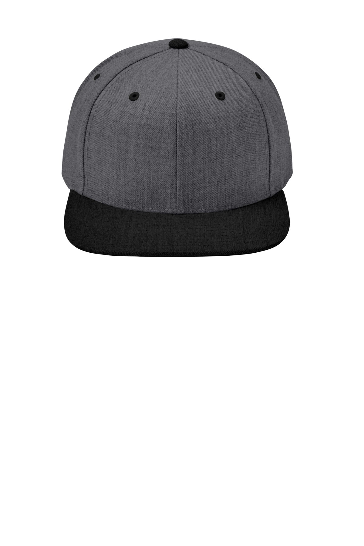 Sport-Tek YP Classics Flat Bill Snapback Cap - Dark Heather Grey/ Black