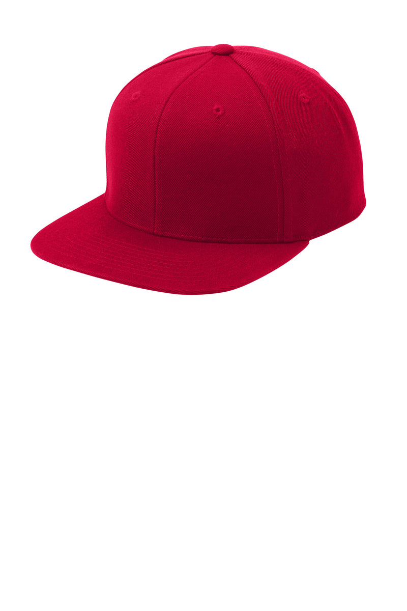 Sport-Tek YP Classics Flat Bill Snapback Cap - Deep Red