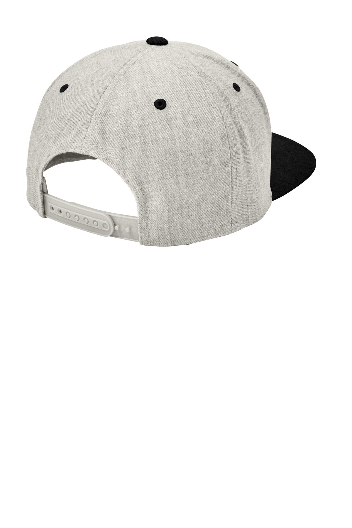 Sport-Tek YP Classics Flat Bill Snapback Cap - Heather Grey/ Black