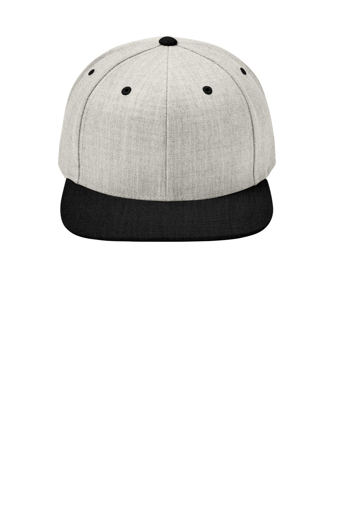 Sport-Tek YP Classics Flat Bill Snapback Cap - Heather Grey/ Black