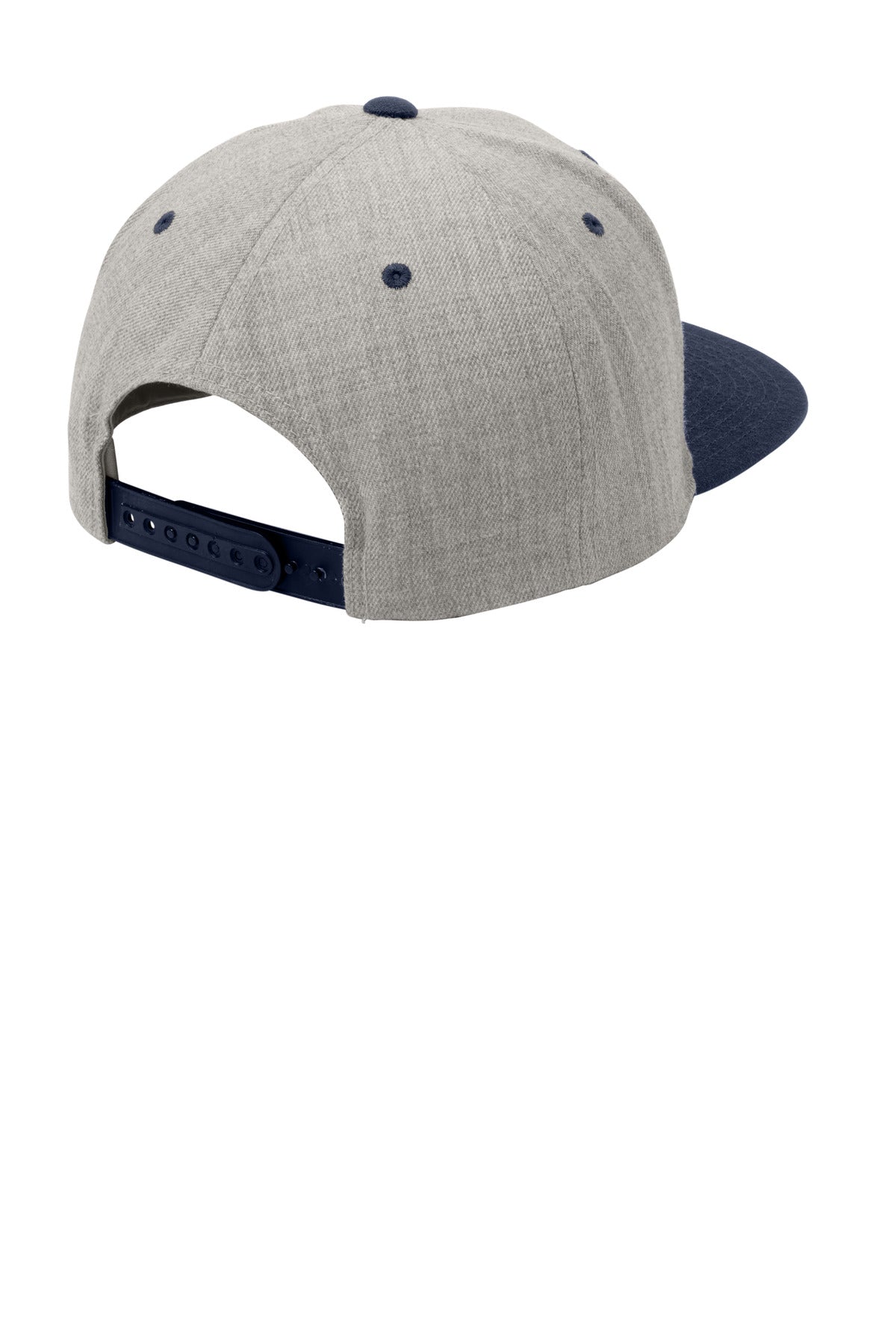 Sport-Tek YP Classics Flat Bill Snapback Cap - Heather Grey/ True Navy