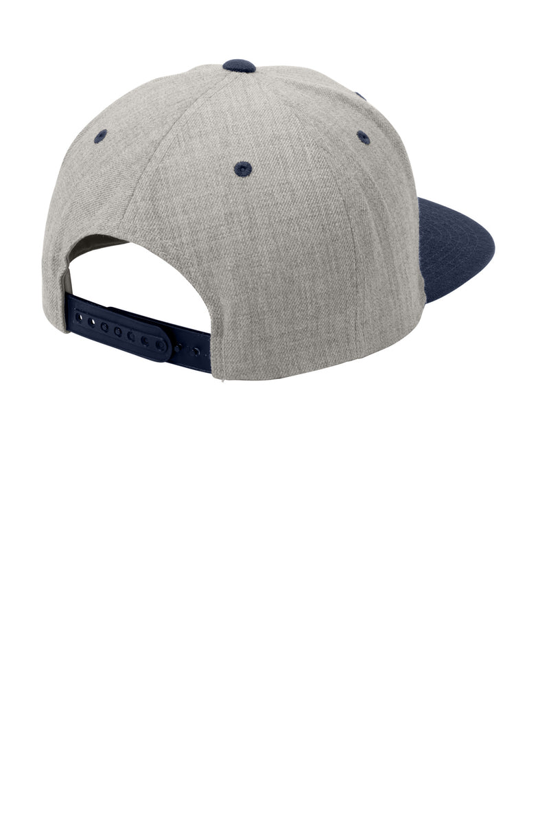 Sport-Tek YP Classics Flat Bill Snapback Cap - Heather Grey/ True Navy