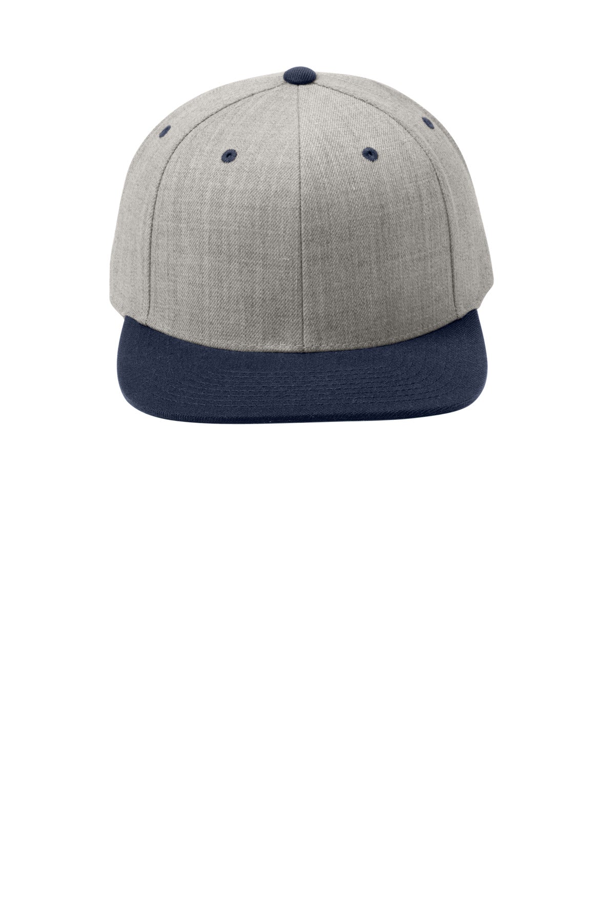 Sport-Tek YP Classics Flat Bill Snapback Cap - Heather Grey/ True Navy