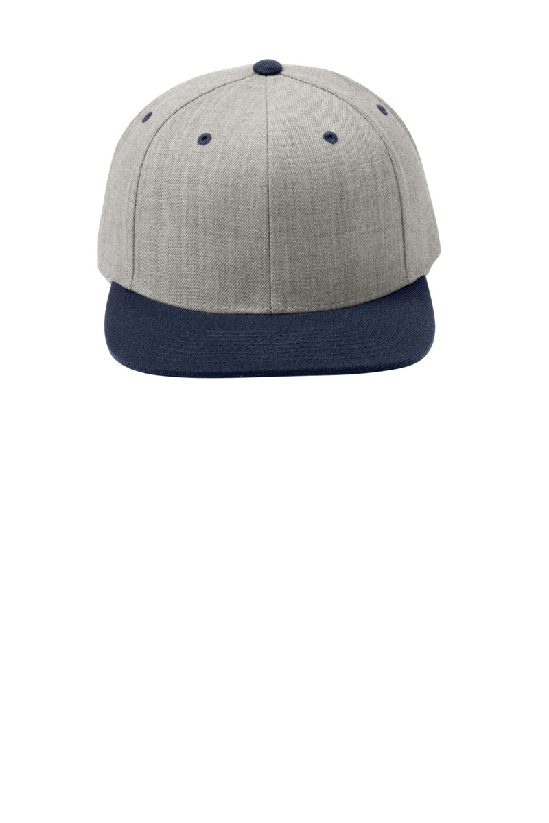 Sport-Tek YP Classics Flat Bill Snapback Cap - Heather Grey/ True Navy