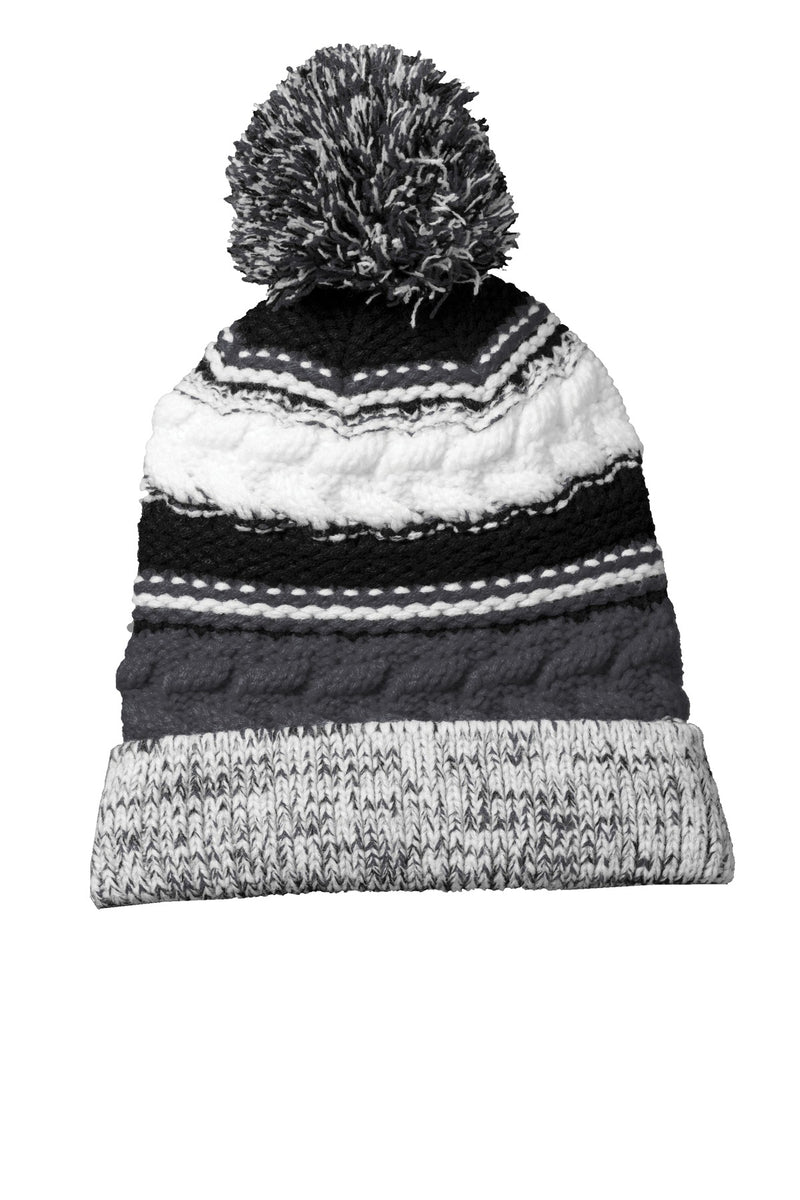 Sport-Tek Pom Pom Team Beanie - Iron Grey/ Black/ White