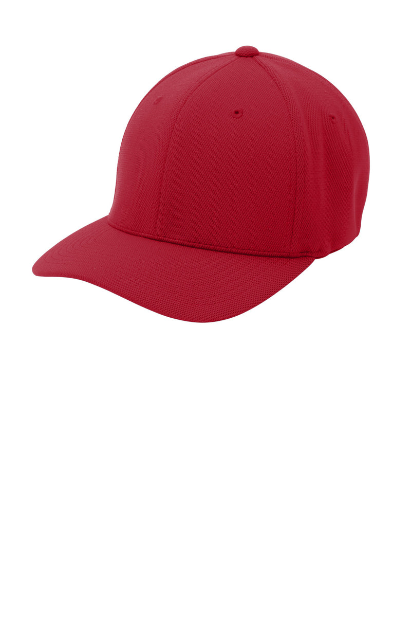 Sport-Tek Flexfit Cool & Dry Poly Block Mesh Cap - True Red