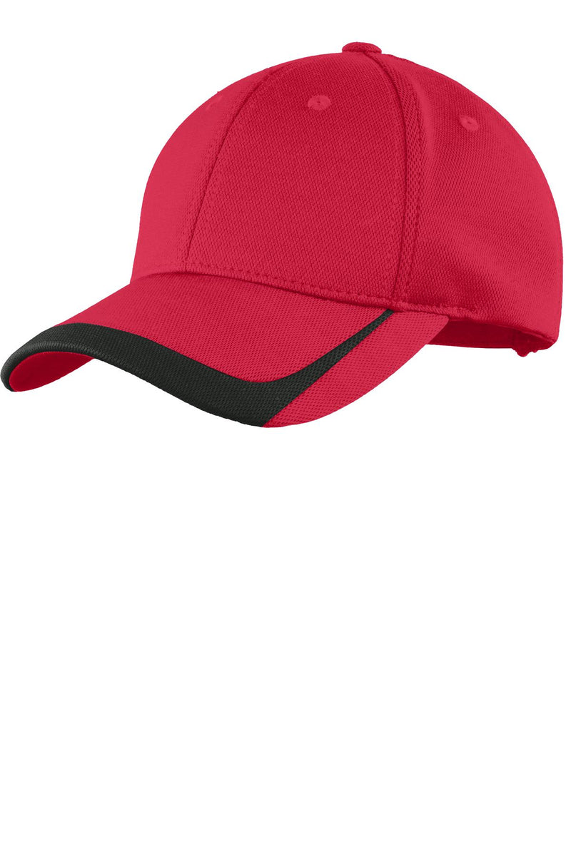 Sport-Tek Pique Colorblock Cap - True Red/ Black