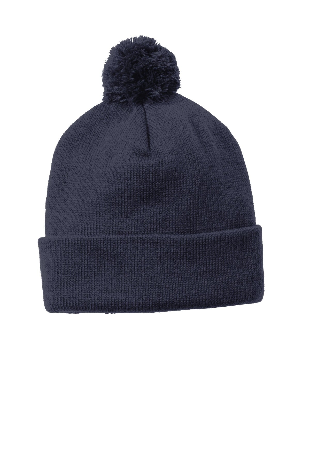 Sport-Tek  Solid Pom Pom Beanie - True Navy