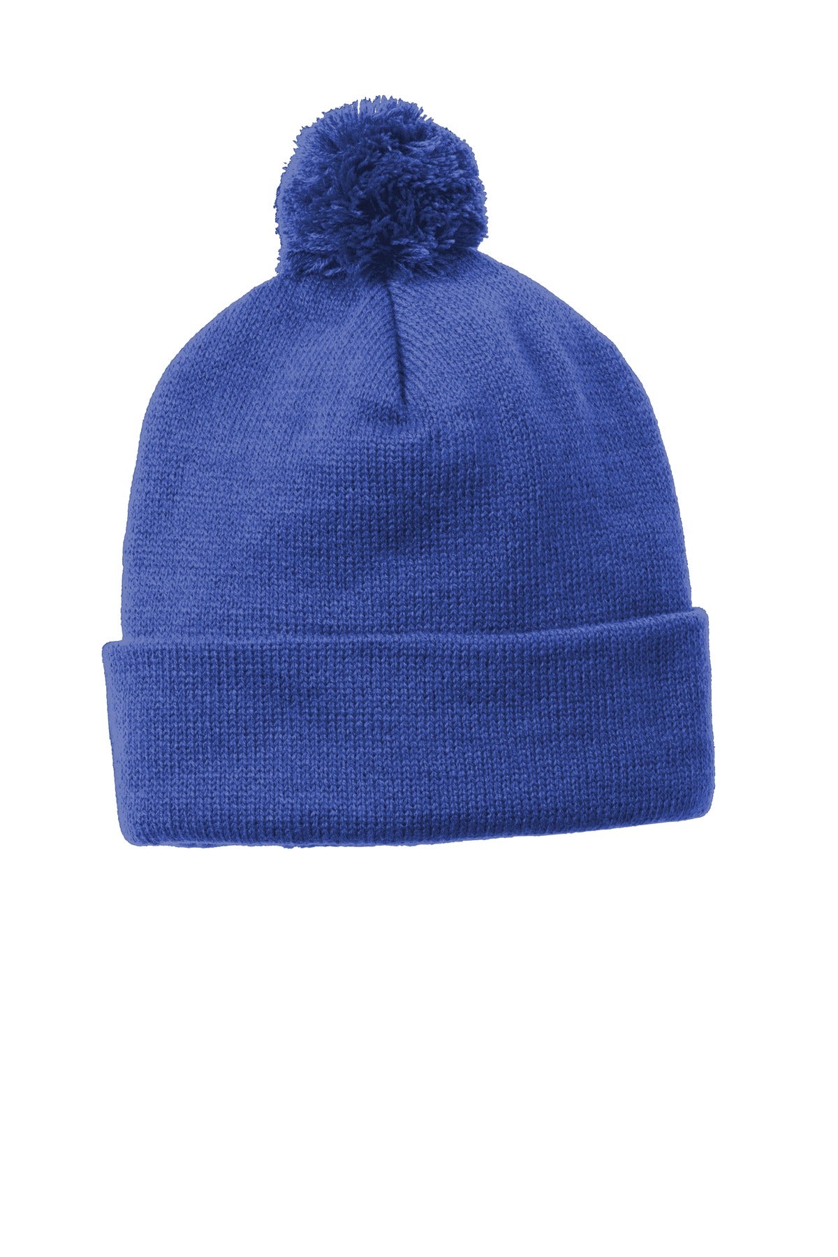 Sport-Tek  Solid Pom Pom Beanie - True Royal
