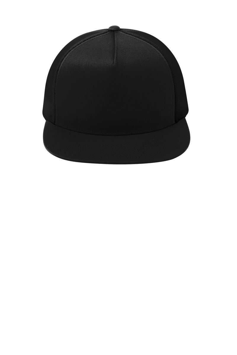 Sport-Tek YP Classics  5-Panel Classic Trucker Mesh Back Cap - Black/ Black