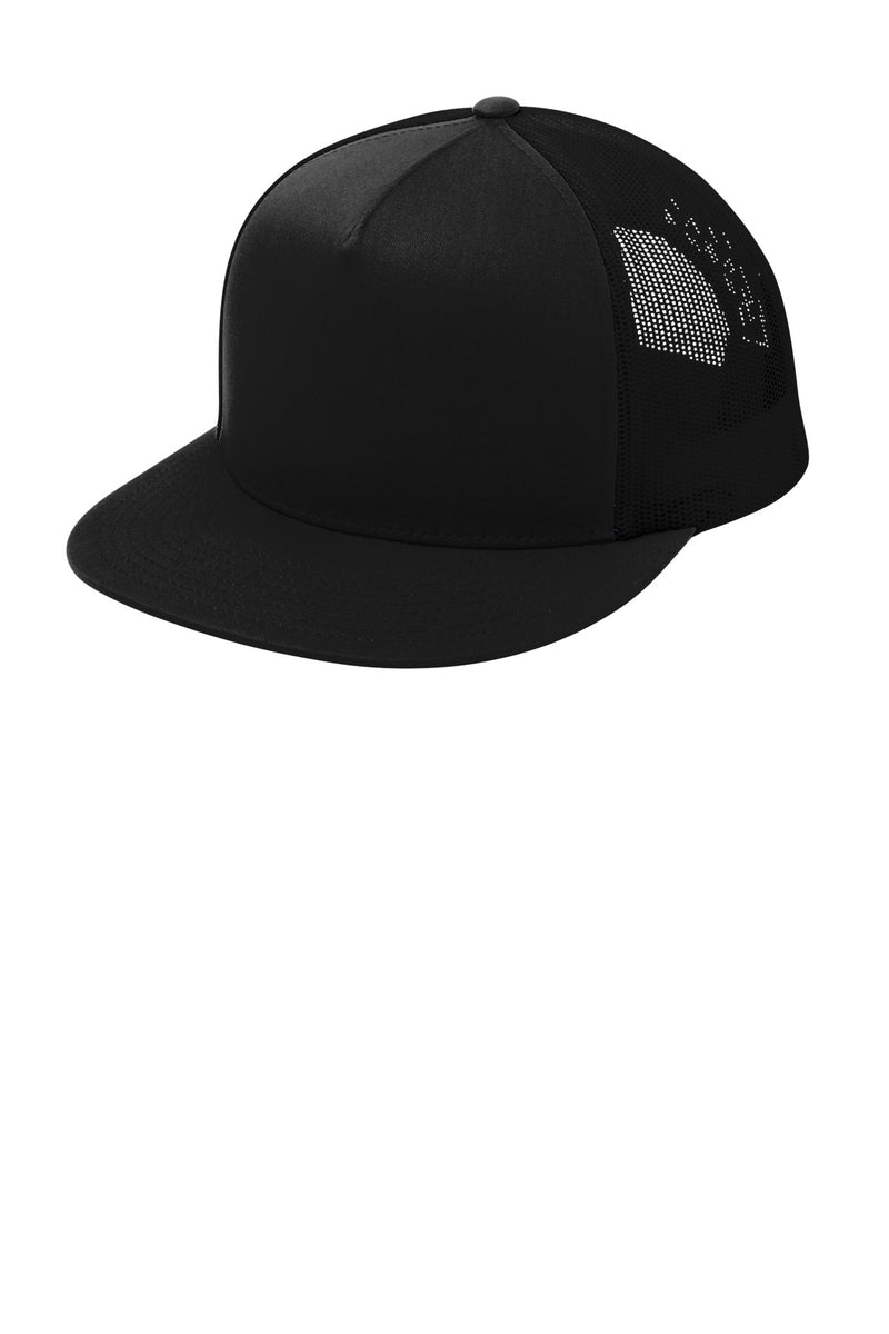 Sport-Tek YP Classics  5-Panel Classic Trucker Mesh Back Cap - Black/ Black