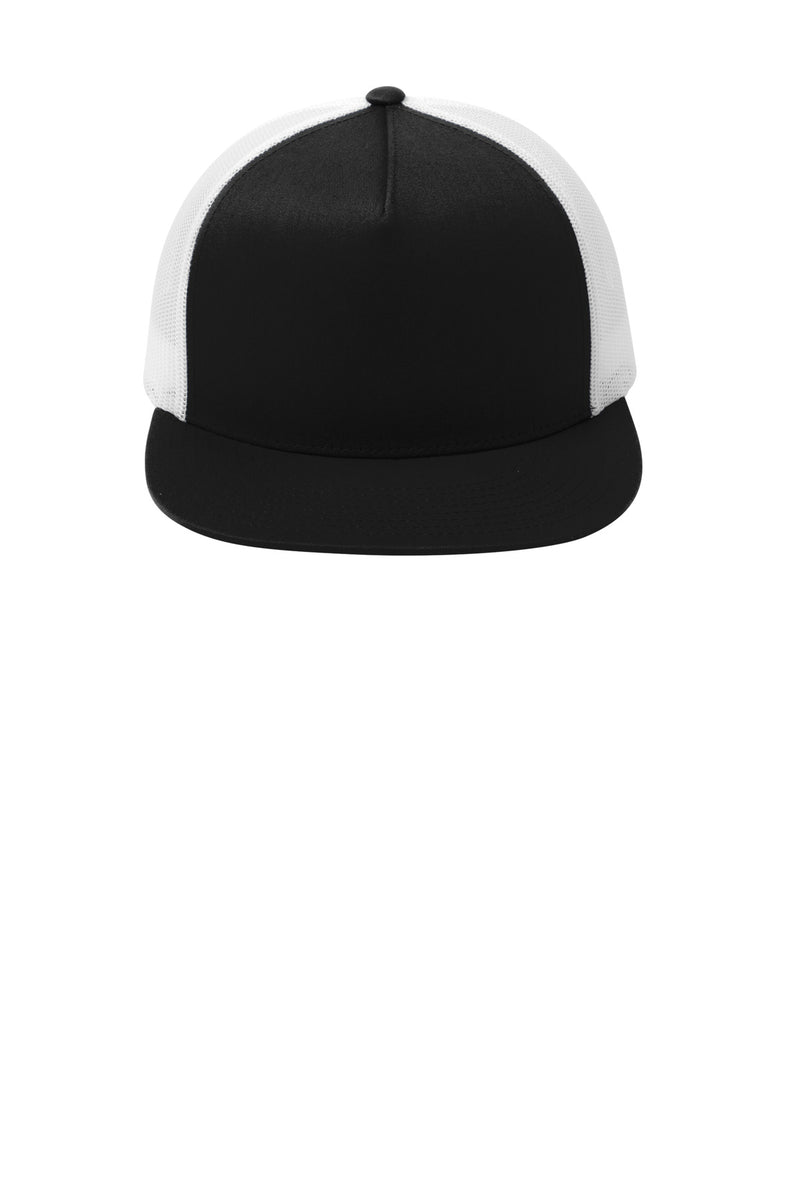 Sport-Tek YP Classics  5-Panel Classic Trucker Mesh Back Cap - Black/ White