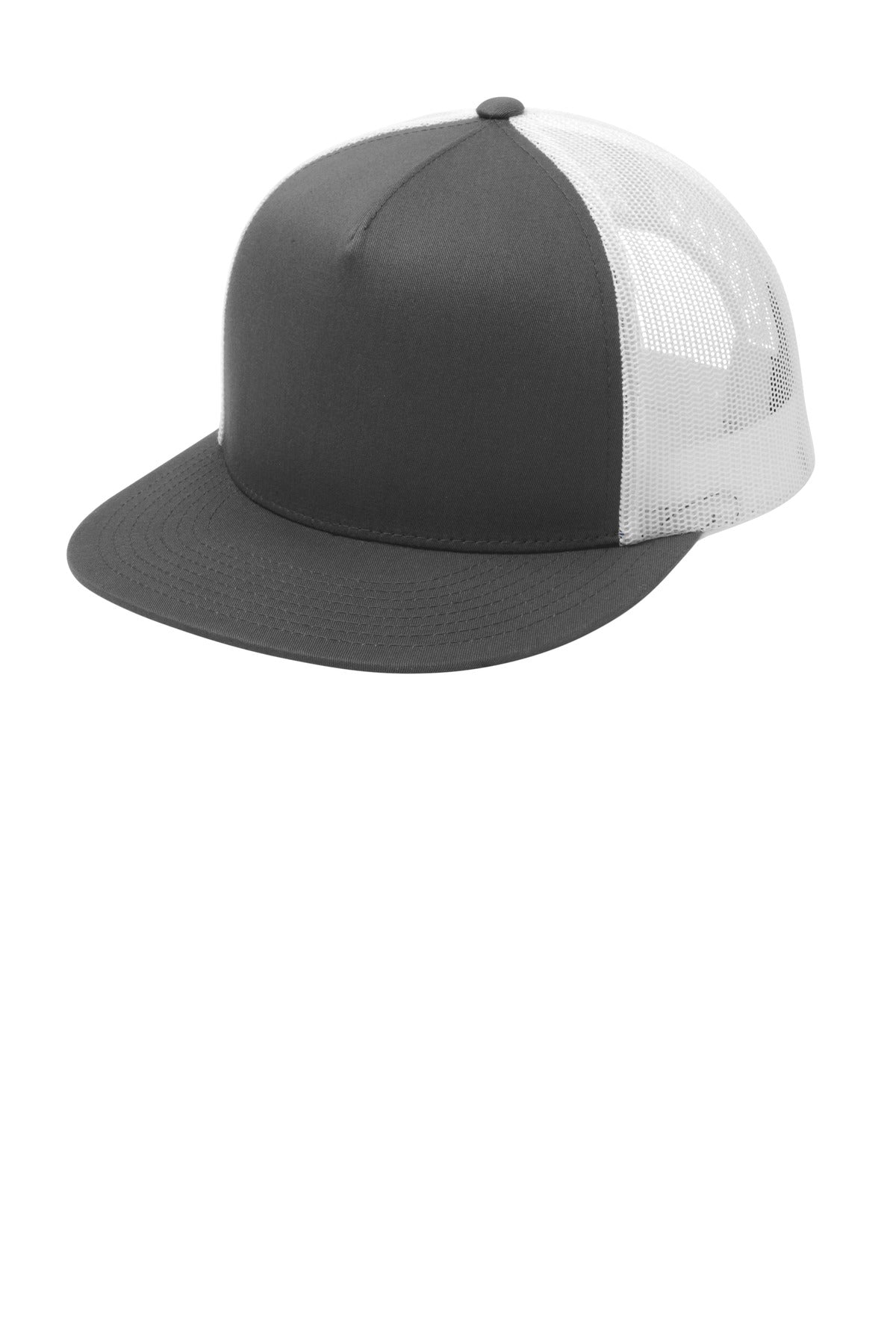 Sport-Tek YP Classics  5-Panel Classic Trucker Mesh Back Cap - Graphite/ White