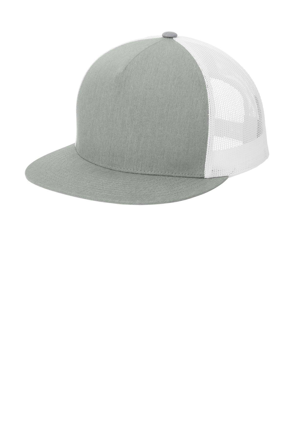 Sport-Tek YP Classics  5-Panel Classic Trucker Mesh Back Cap - Heather Grey/ White