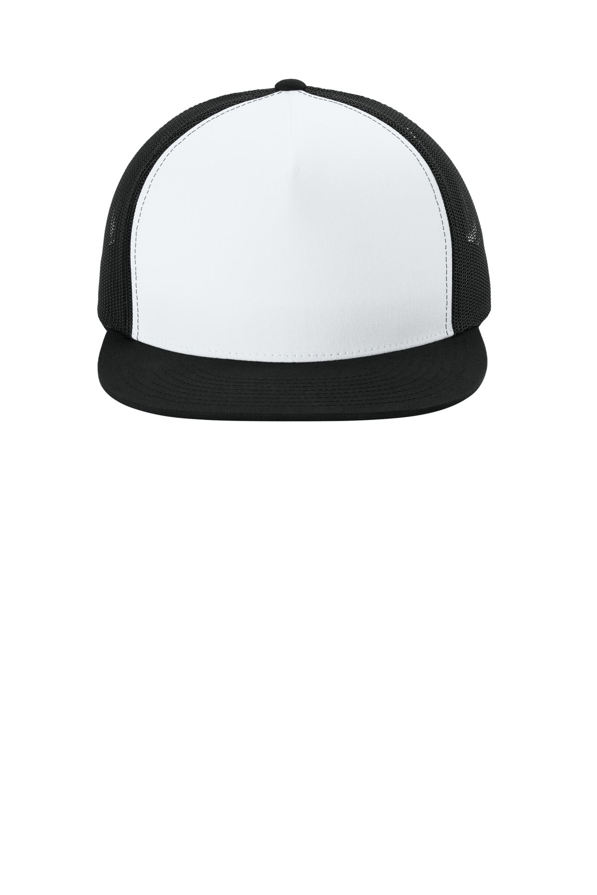 Sport-Tek YP Classics  5-Panel Classic Trucker Mesh Back Cap - White/ Black/ Black