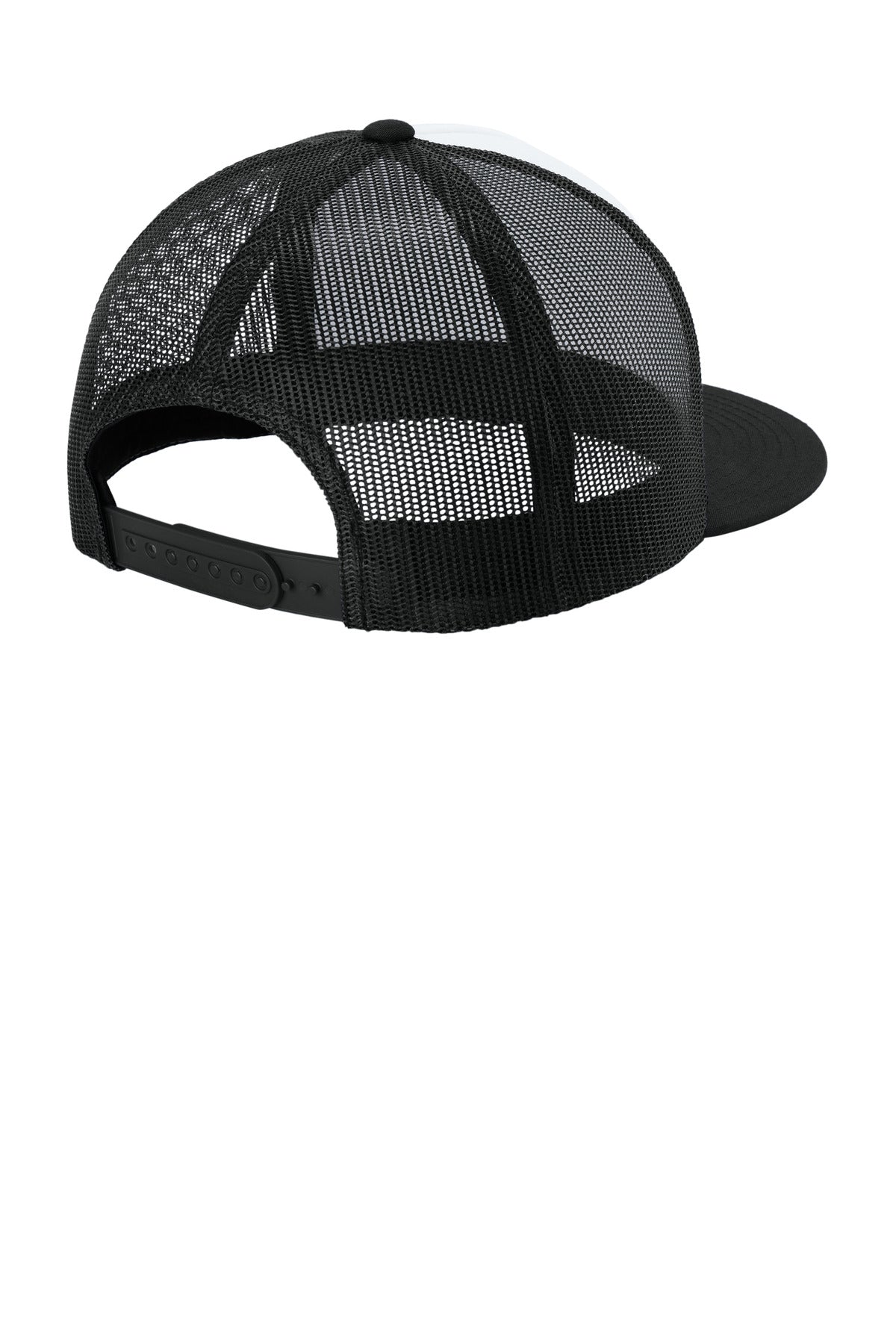 Sport-Tek YP Classics  5-Panel Classic Trucker Mesh Back Cap - White/ Black/ Black