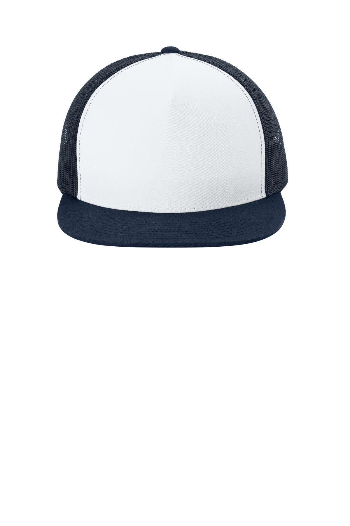 Sport-Tek YP Classics  5-Panel Classic Trucker Mesh Back Cap - White/ True Navy/ True Navy