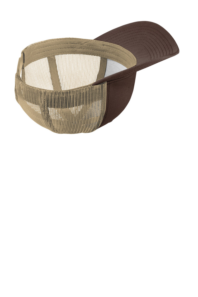 Sport-Tek YP Classics Retro Trucker Cap - Chocolate Brown/ Khaki